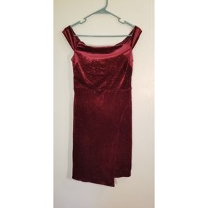 Off-The-Shoulder Glitter Velvet Dress
